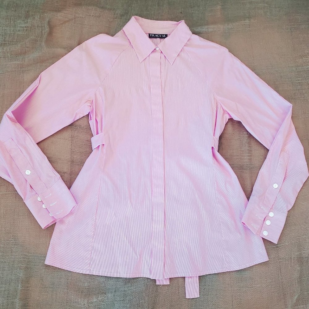 Long sleeve button-down striped  shirt, S